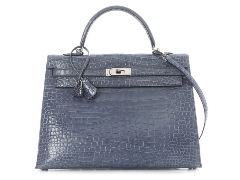Bleu Brighton Shiny Porosus Crocodile Sellier Kelly 35 Palladium Hardware, 2009