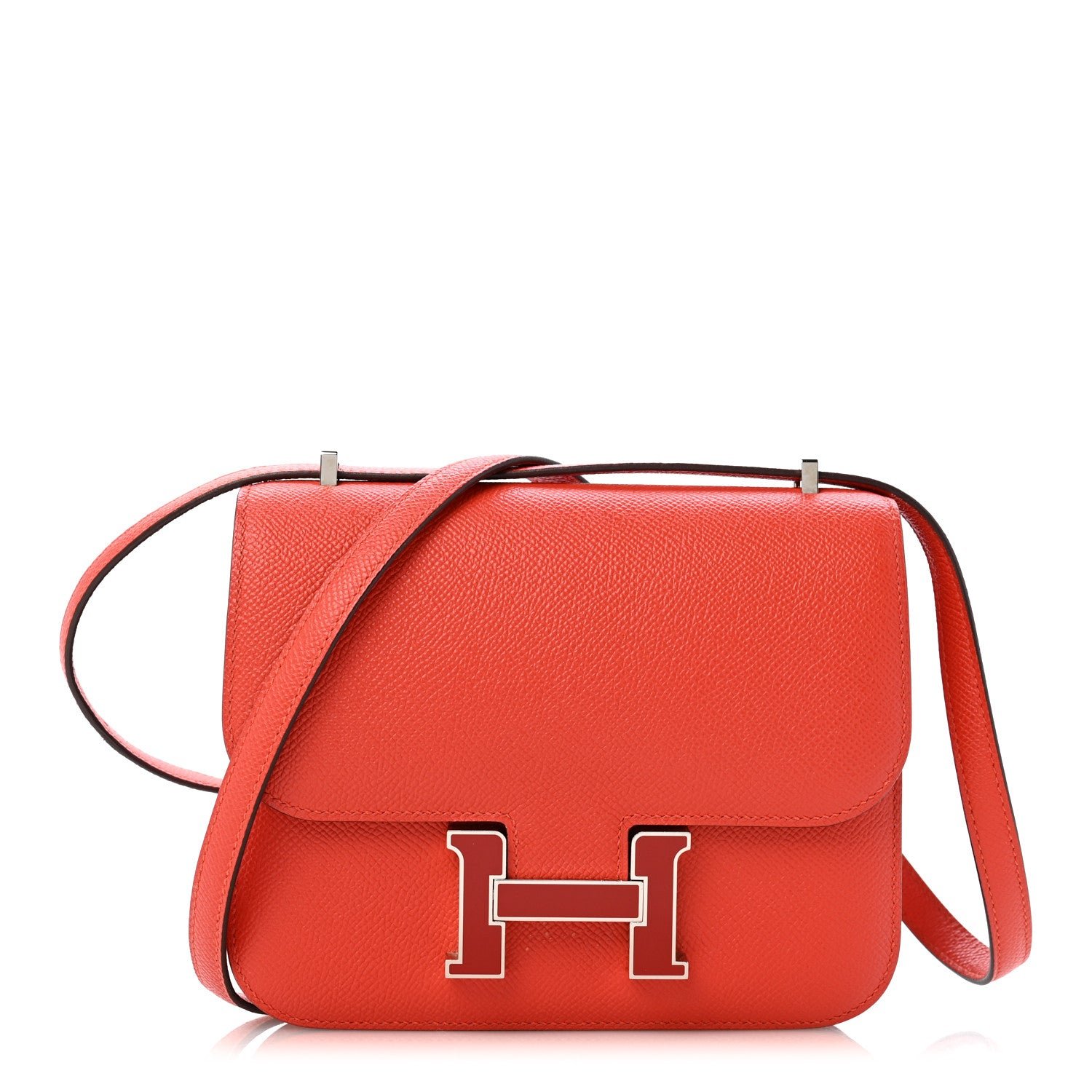 Hermes Epsom Enamel Constance 18 Capucine Sanguine