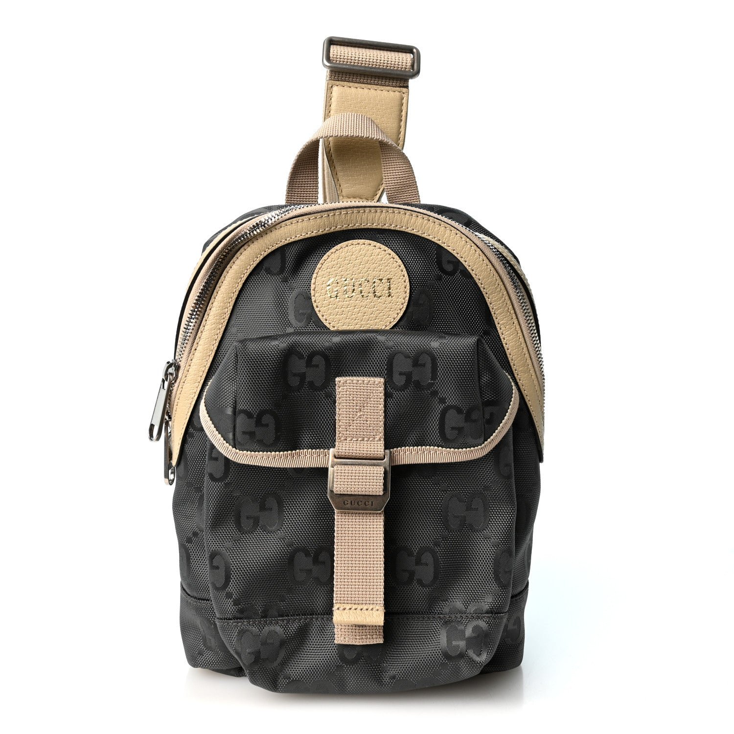 Gucci Econyl Nylon Monogram Off The Grid Sling Backpack Graphite Grey New Plaster