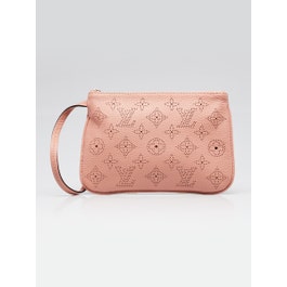 Louis Vuitton Pink Monogram Mahina Leather Selene Pouch Clutch Bag