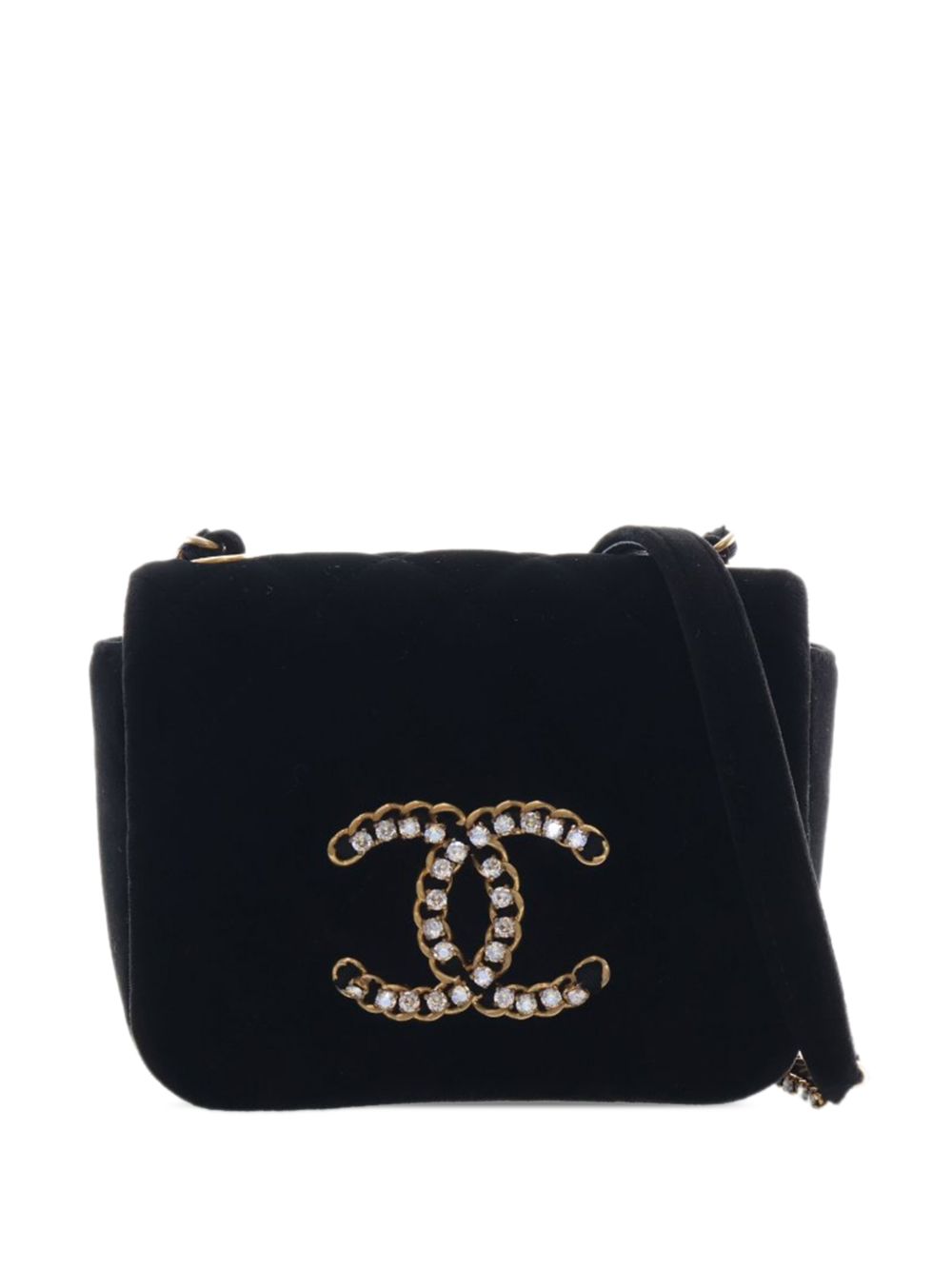 2021-2026 Mini Quilted Velvet CC Crystal Full Flap crossbody bag