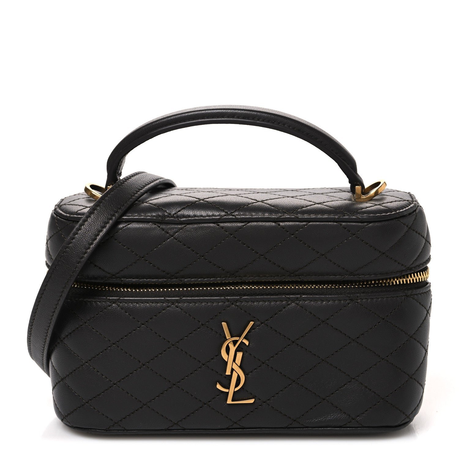Saint Laurent Lambskin Quilted Mini Gaby Vanity Case Light Musk