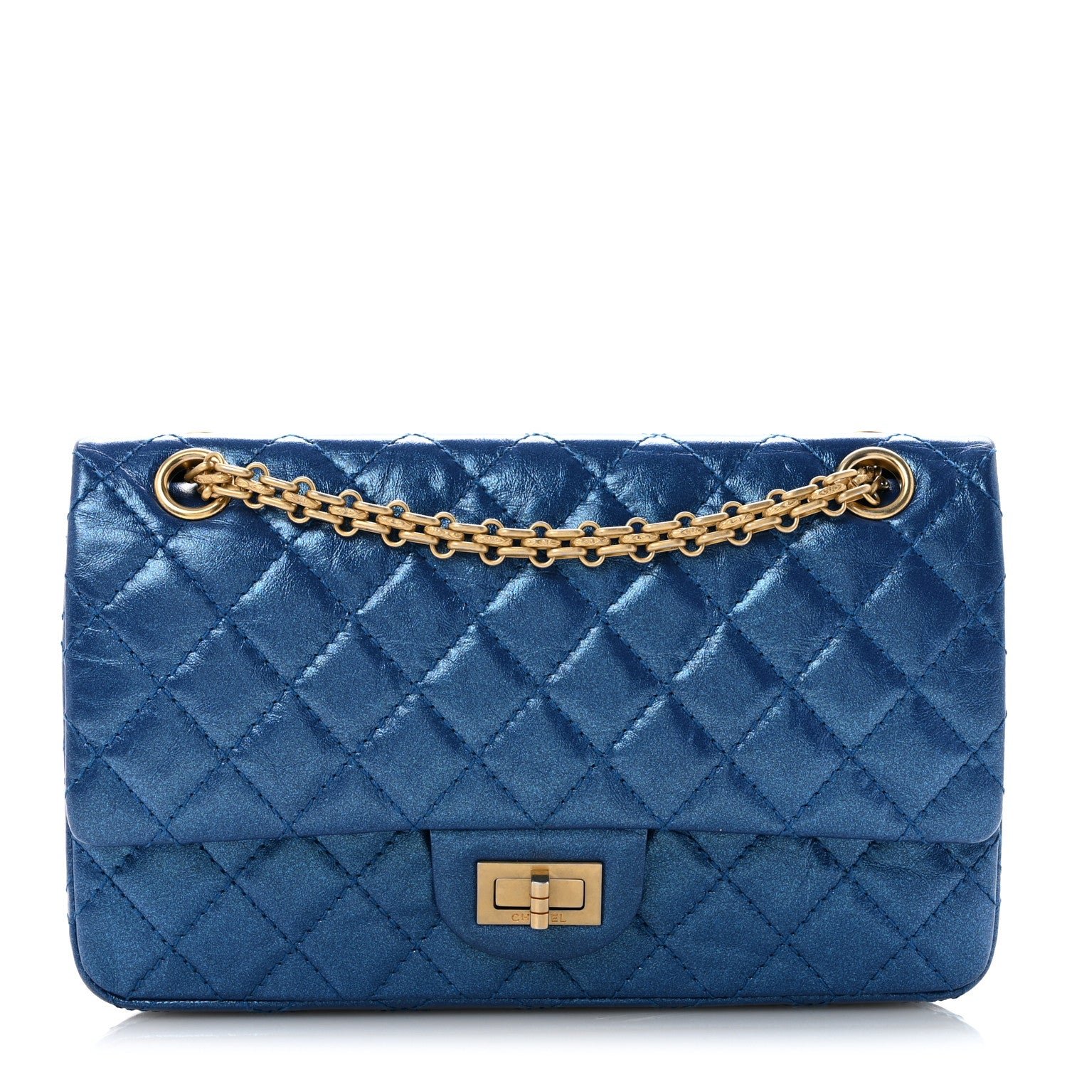 Chanel Metallic Calfskin Quilted 2.55 Reissue 225 Flap Blue