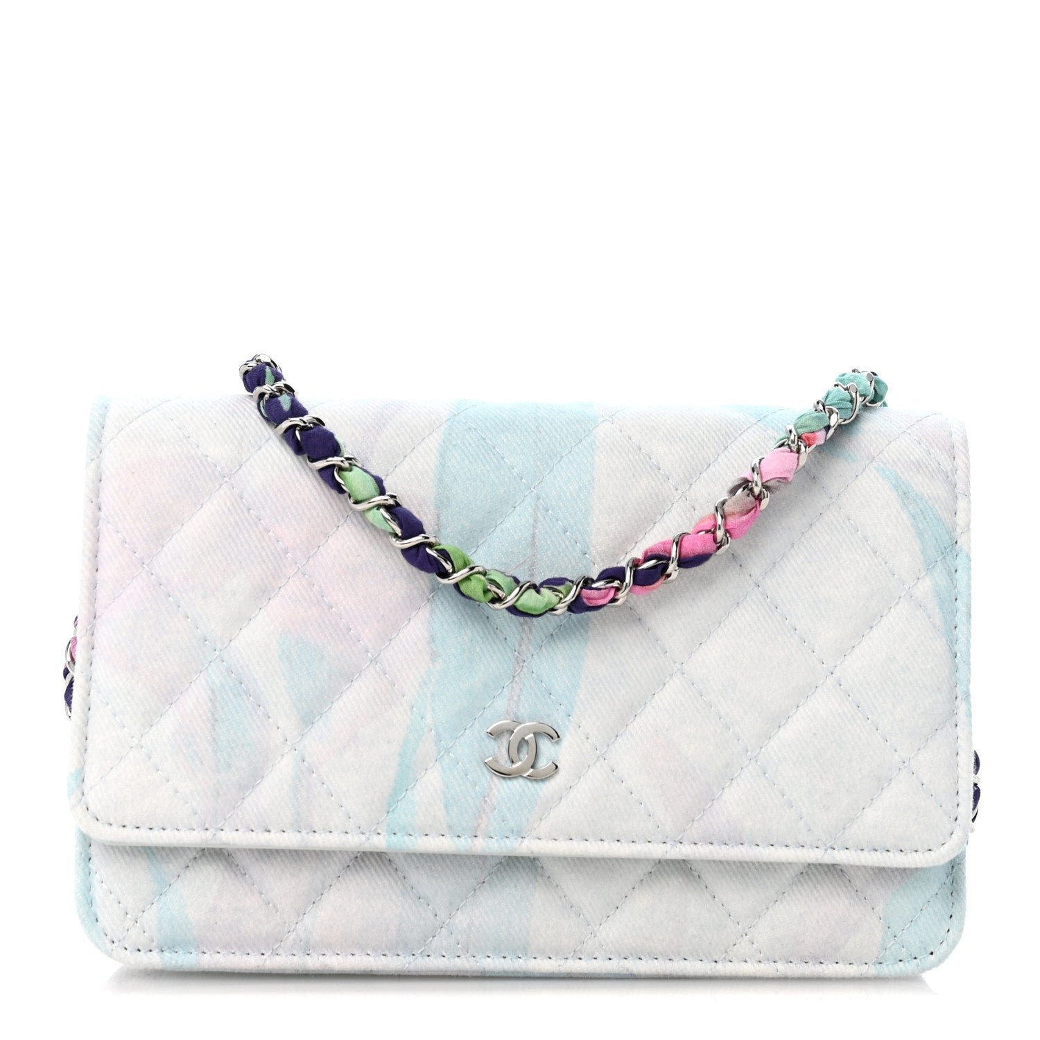 Chanel Canvas Quilted Jungle Jeans Wallet on Chain WOC Multicolor