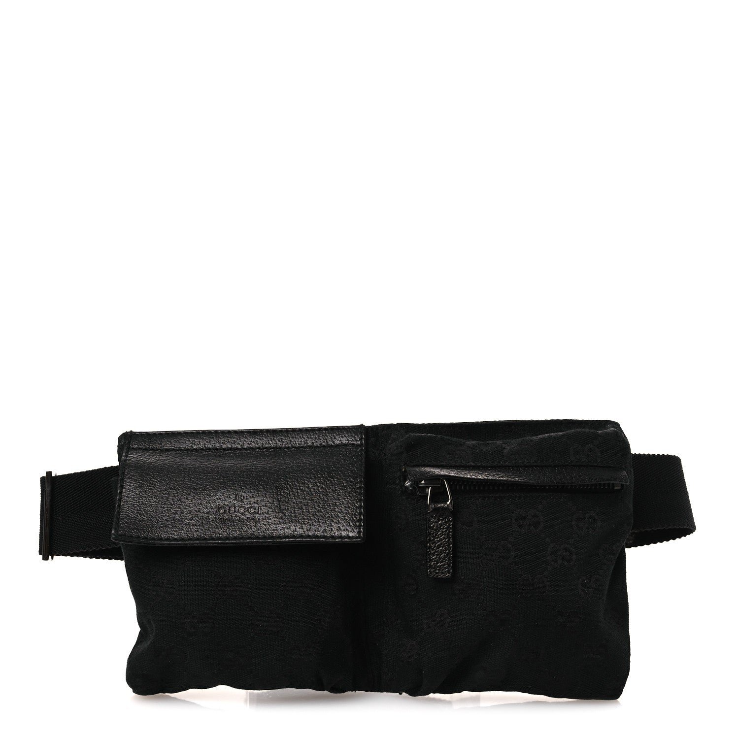 Gucci GG Monogram Double Pocket Belt Bag Black