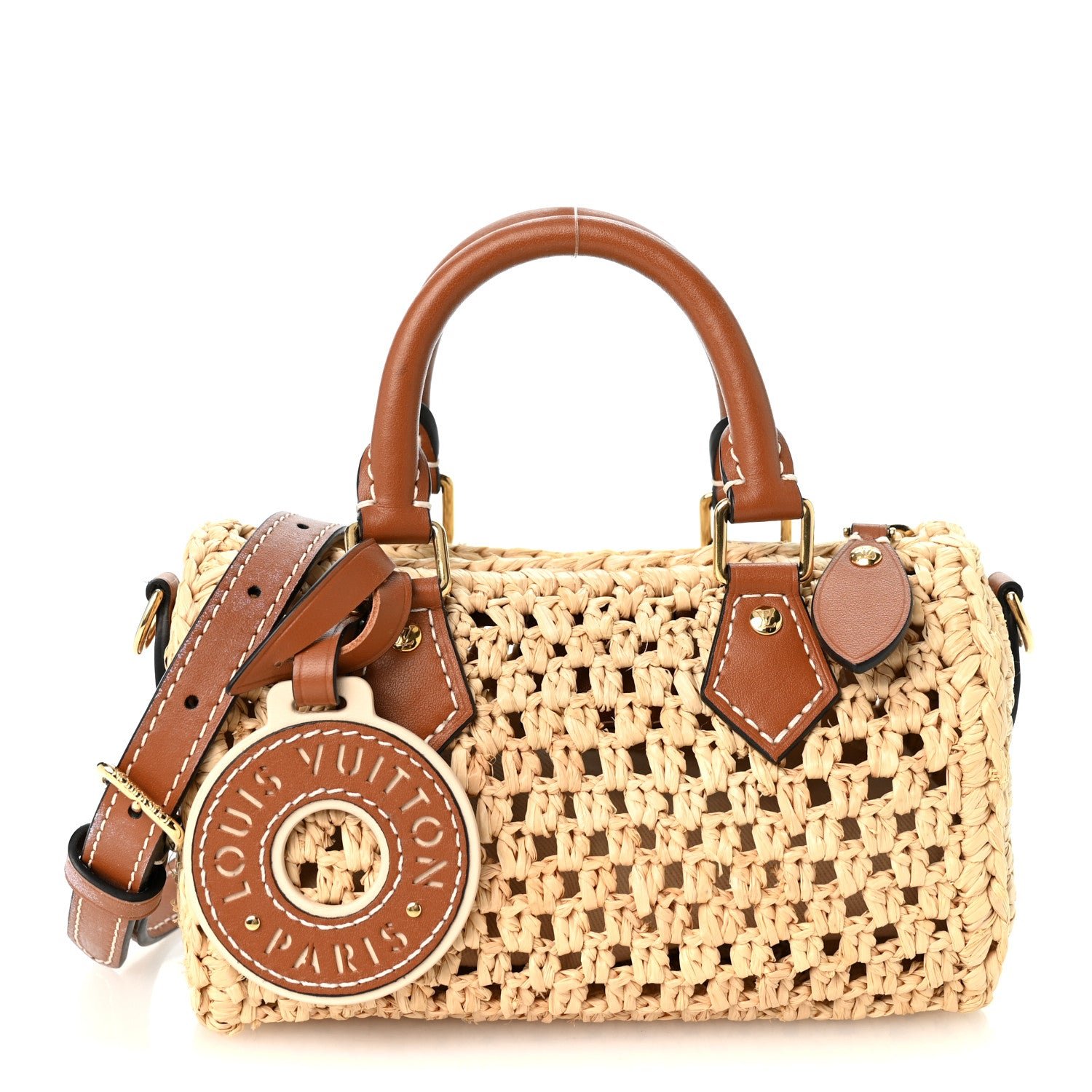 Louis Vuitton Raffia Nano Speedy Natural Tan
