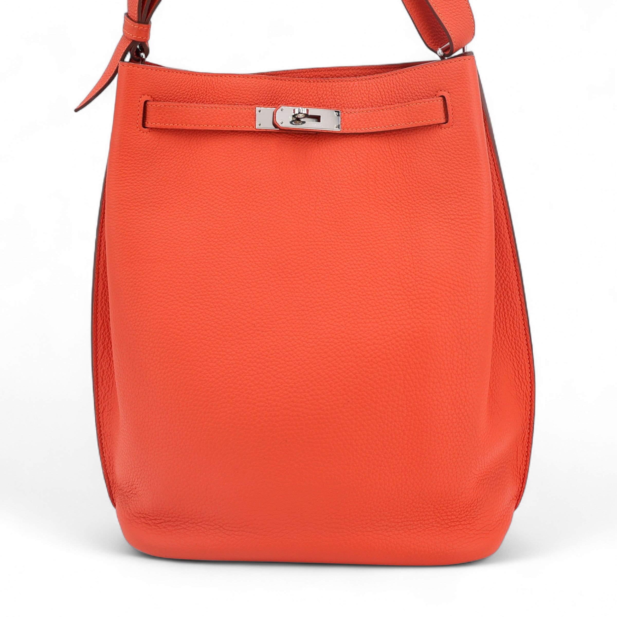 Hermes Excellent ( Rank SA ) HERMÈS So Kelly 26 Rouge Pivoine (2R) Togo Palladium hardware Square Q (2013)