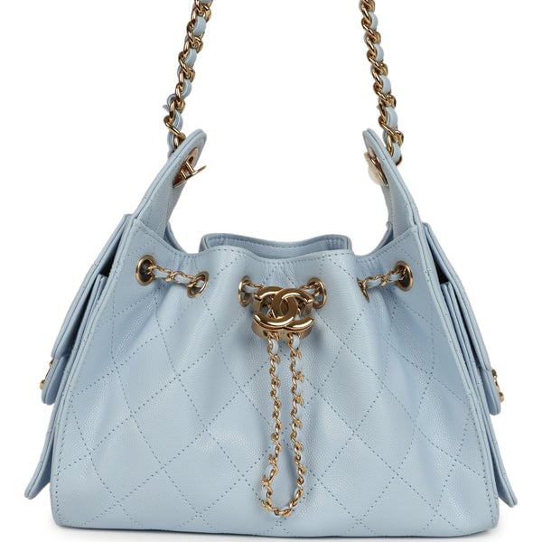 Chanel Mini 25 Hobo Bag Light Blue Caviar Gold Hardware