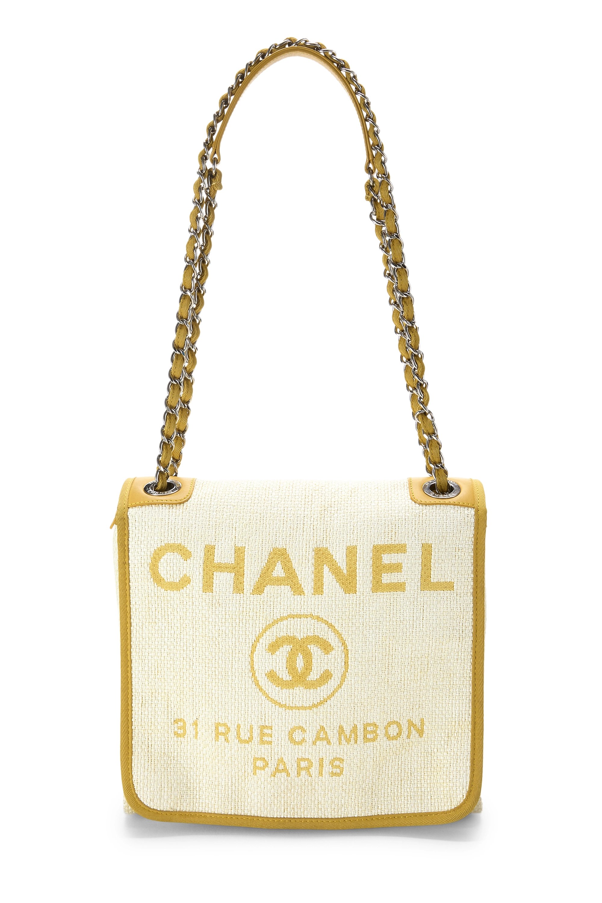 Yellow Woven Raffia Deauville Messenger