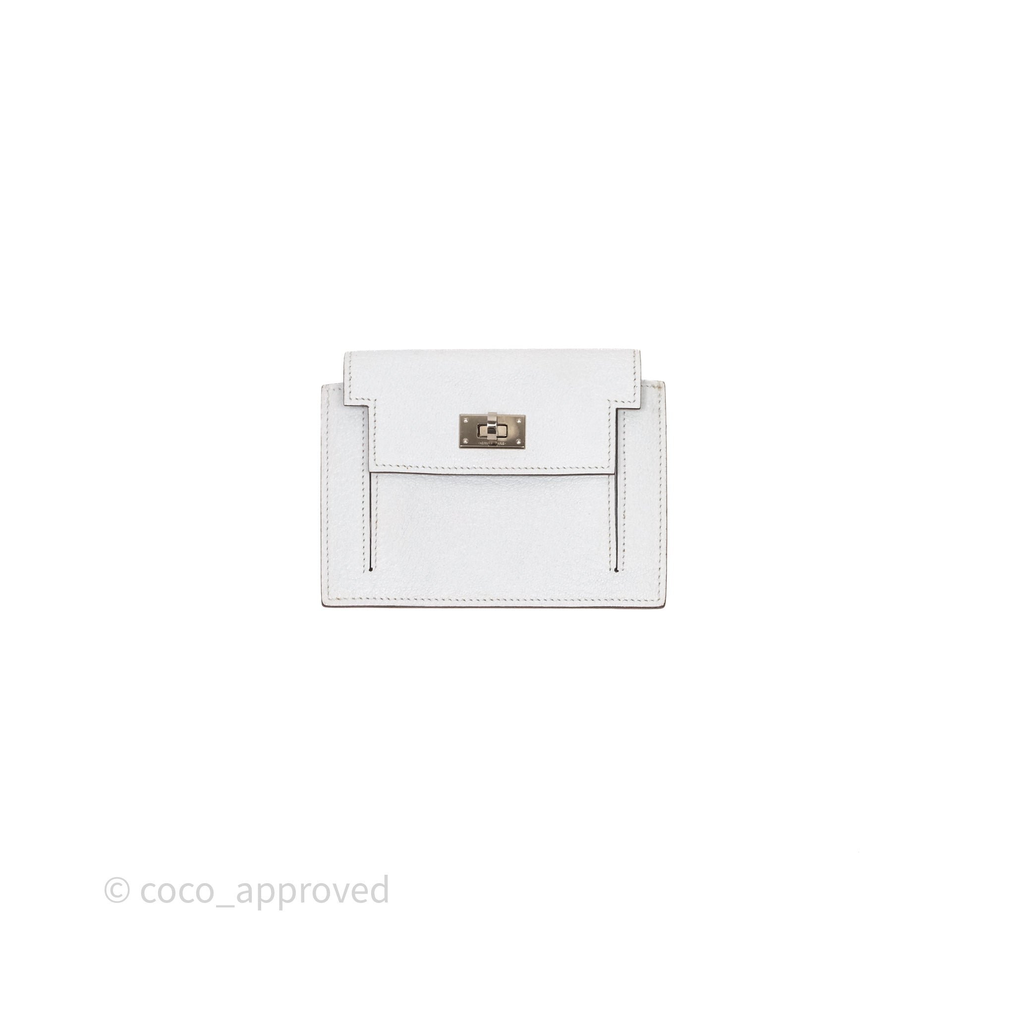 Hermès Kelly Pocket Compact Wallet Bleu Brume T0 Chevre Mysore Palladium Hardware