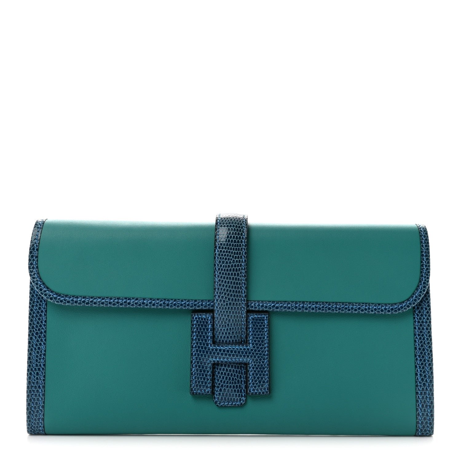 Hermes Swift Lizard Jige Elan Touch 29 Clutch Bleu Paon Mykonos