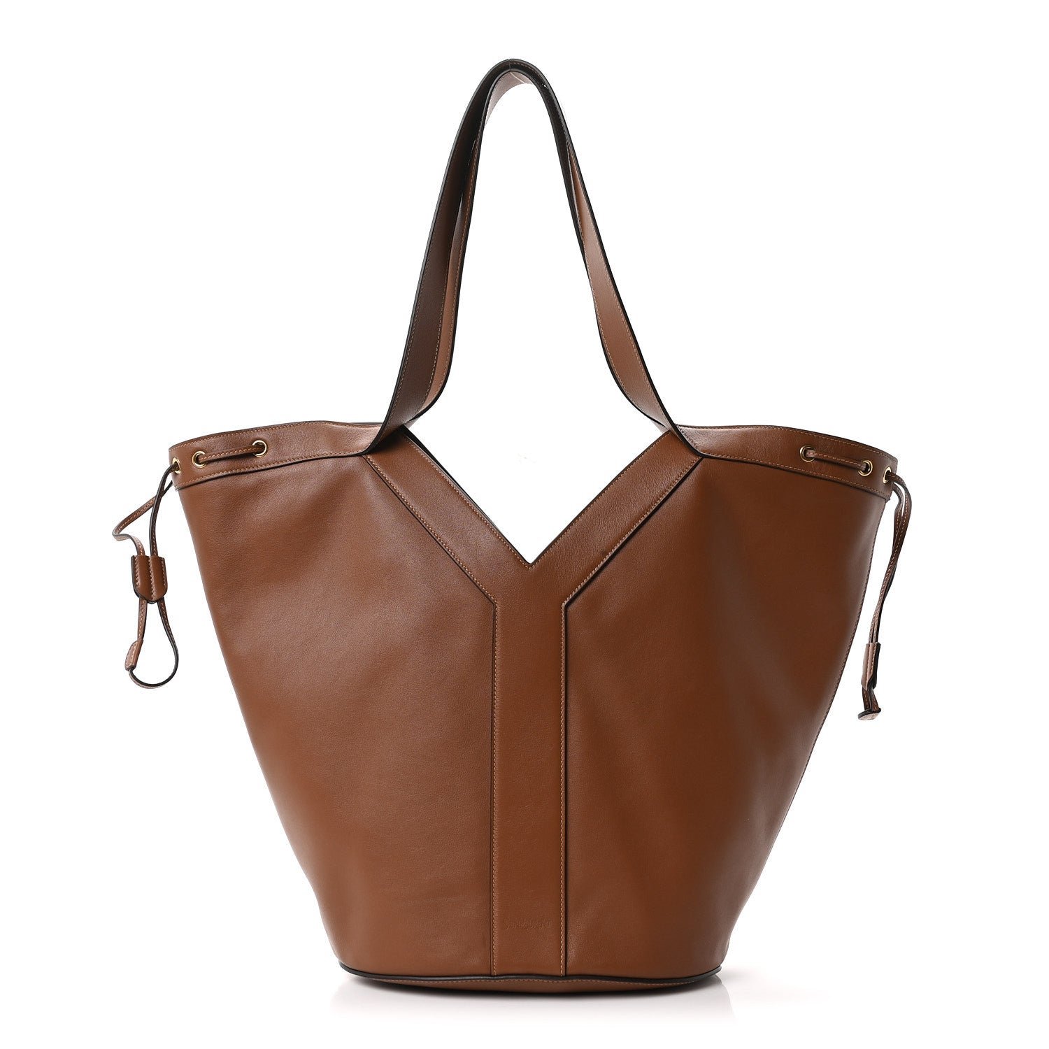 Saint Laurent Santorini Lux Calfskin Y Drawstring Tote Brick