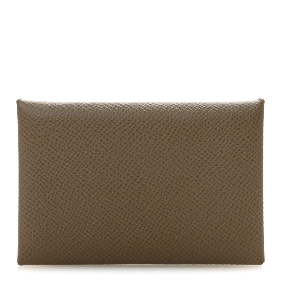 Hermes Epsom Calvi Card Case Etoupe
