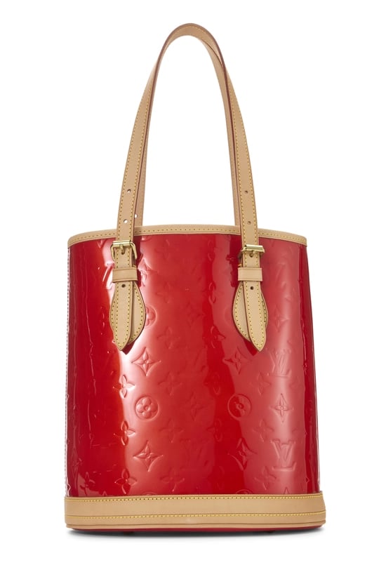 Red Monogram Vernis Bucket PM