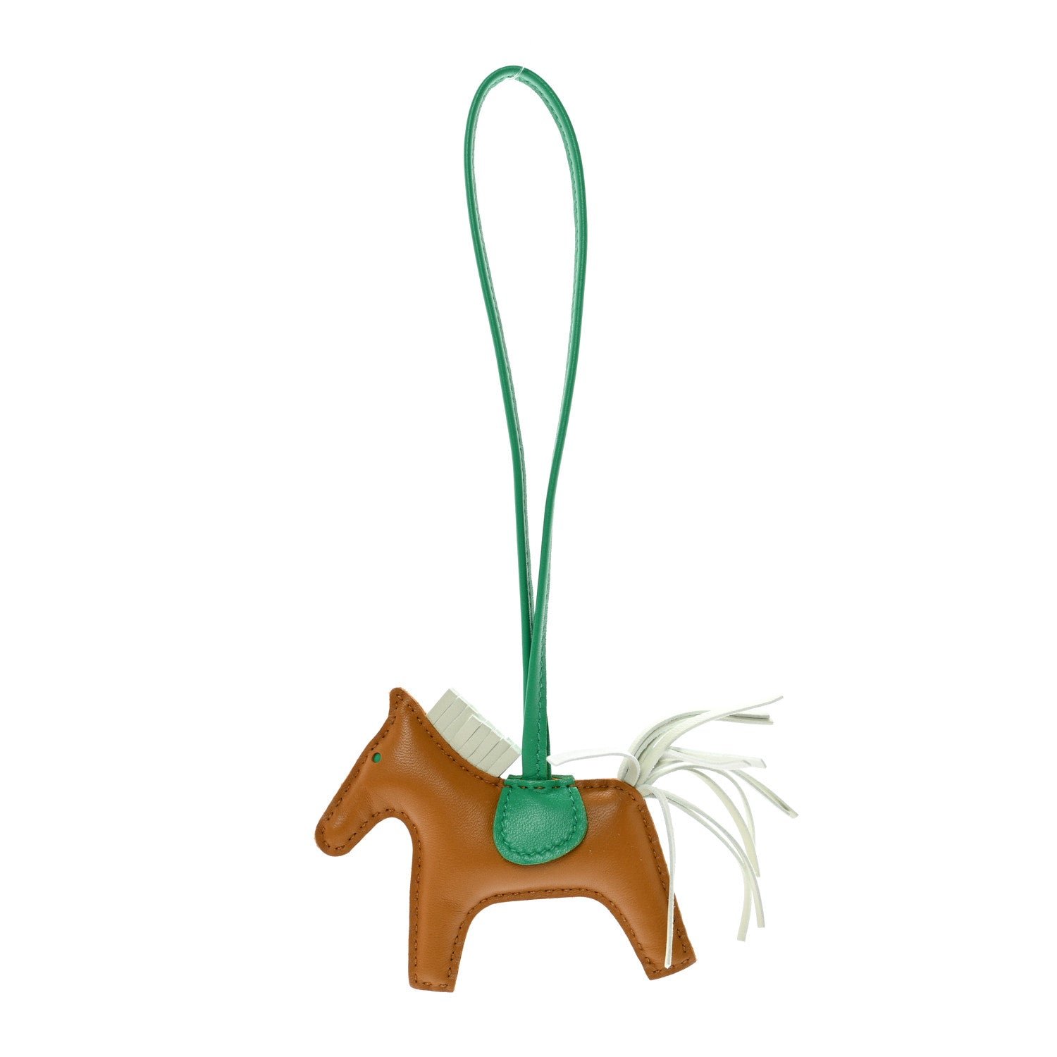 Hermes Milo Lambskin Grigri Rodeo Horse Bag Charm PM Chai Menthe Craie