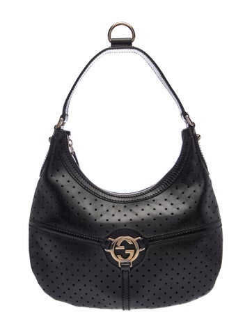 Interlocking G Perforated Leather Reins Hobo Bag