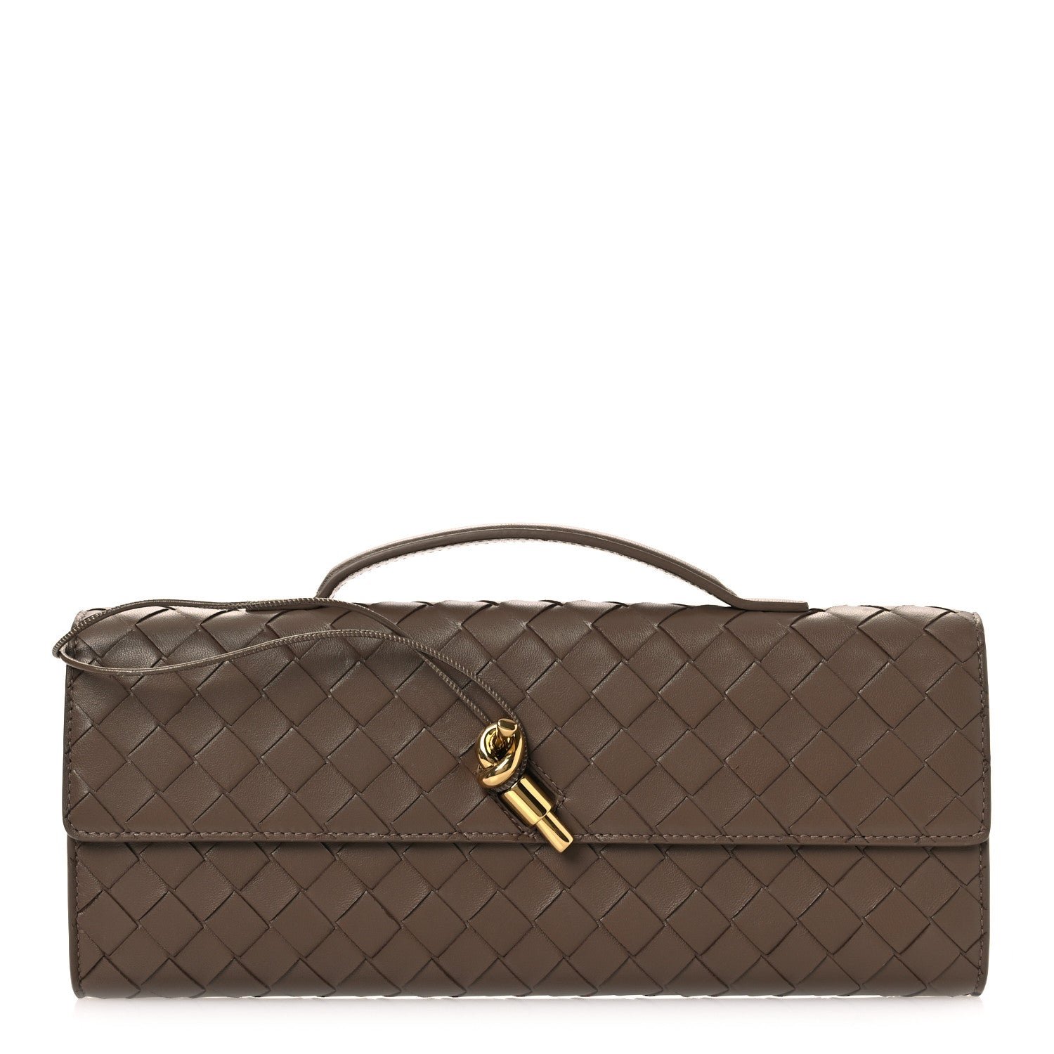 Bottega Veneta Nappa Intrecciato Long Andiamo Top Handle Clutch Pinecone