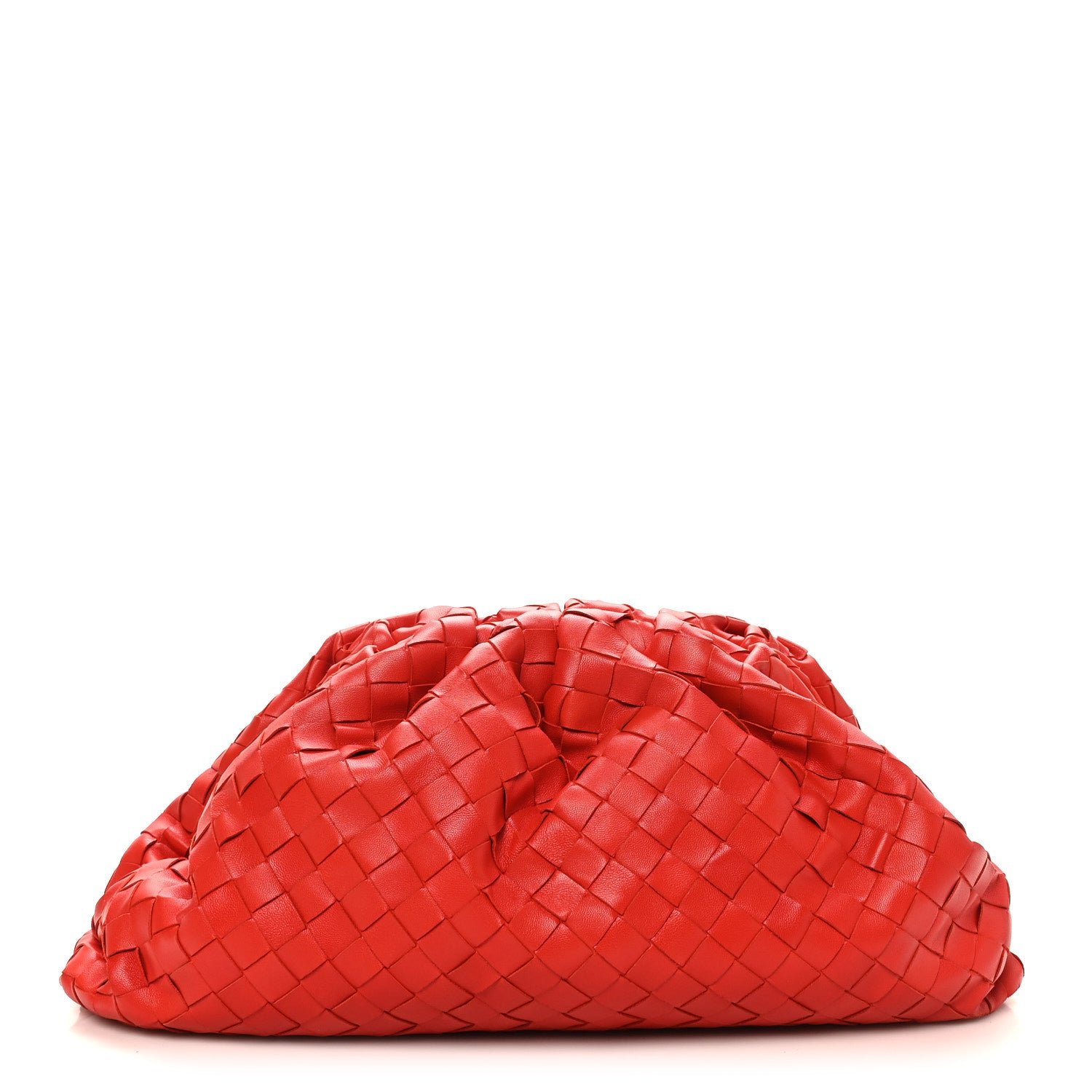 Bottega Veneta Nappa Maxi Intrecciato The Pouch Oversized Clutch Bright Red