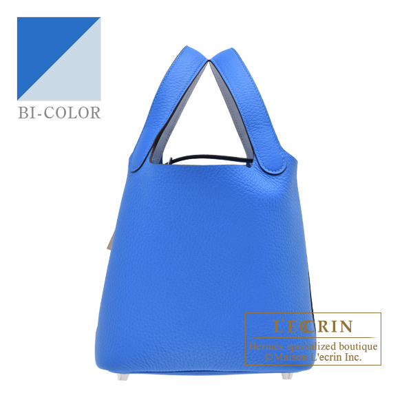 Hermes Hermes Picotin Lock Eclat bag 18/PM Blue hydra/ Blue brume Clemence leather/ Swift leather Silver hardware
