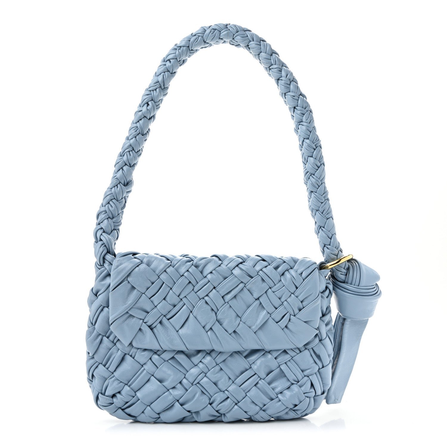 Bottega Veneta Bottega Veneta Calfskin Foulard Intreccio Kalimero Città Shoulder Bag Ice