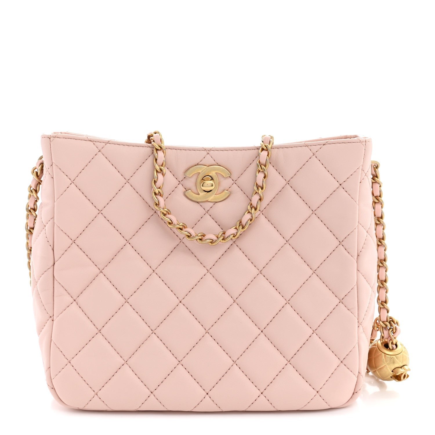 Chanel Lambskin Quilted Small Pearl Crush Hobo Light Pink