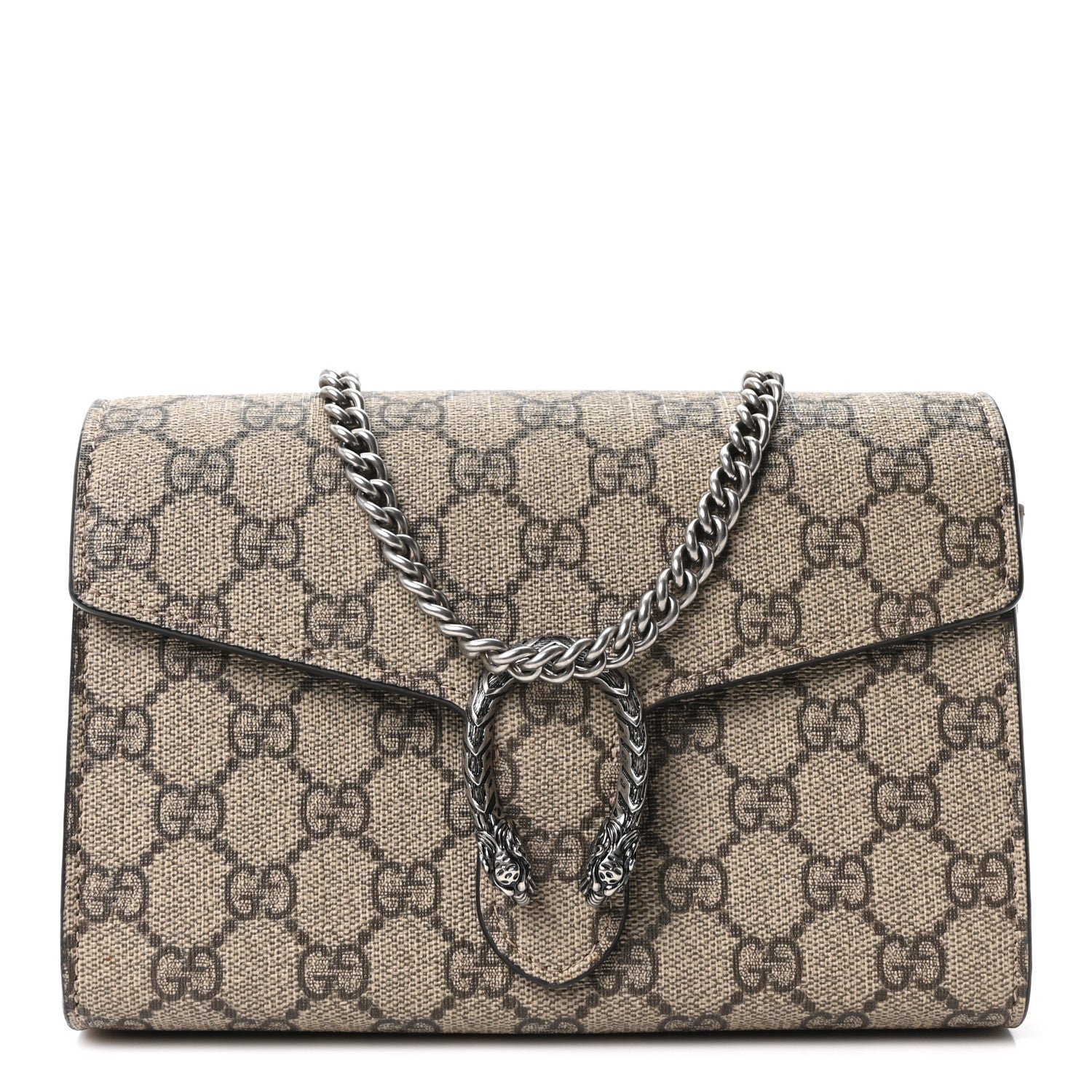 Gucci GG Supreme Monogram Mini Dionysus Chain Wallet Beige Taupe