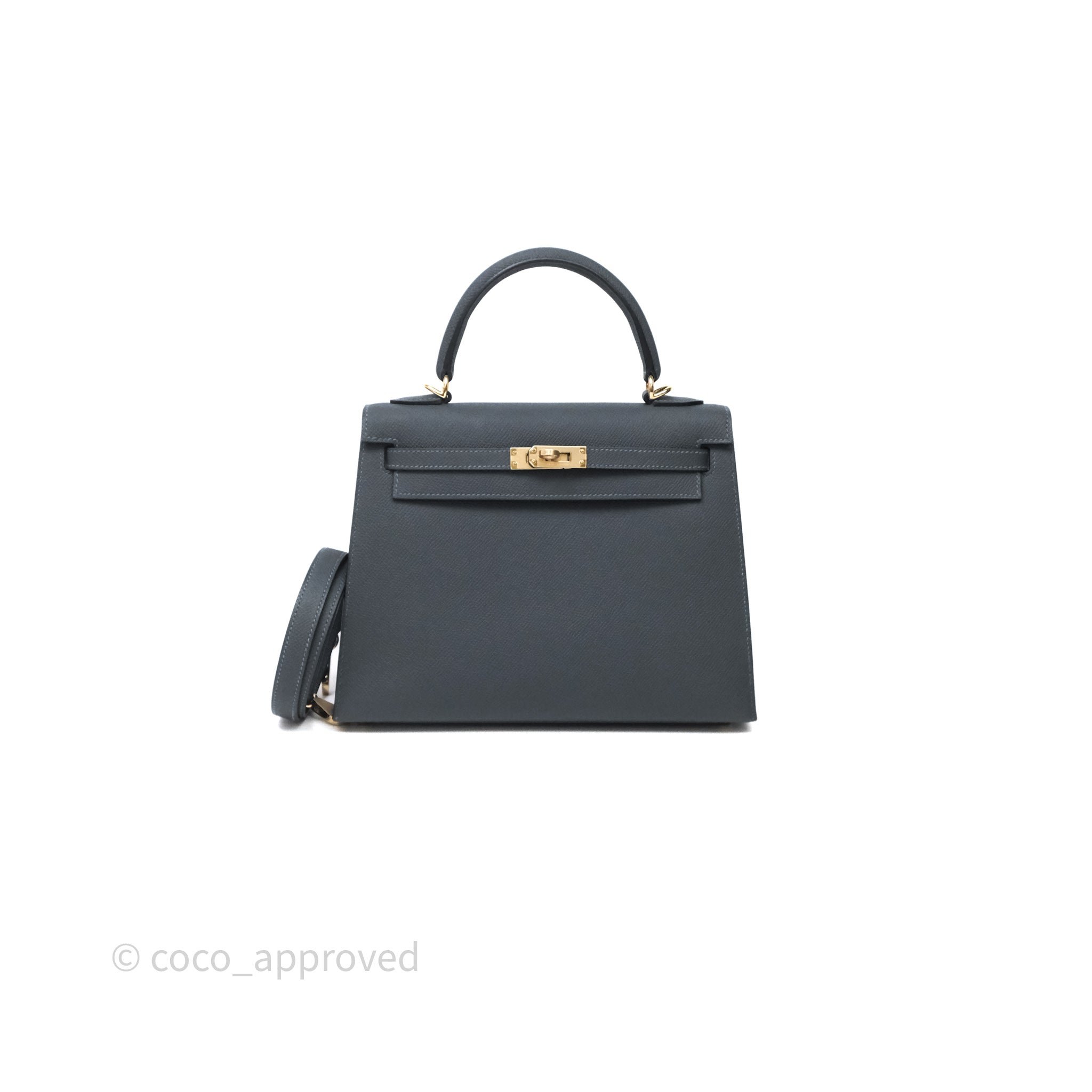 Hermès Kelly 25 H0 Gris Misty Epsom Light Gold Hardware