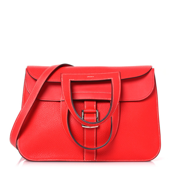 Hermes Taurillon Clemence Halzan 31 Rouge De Coeur