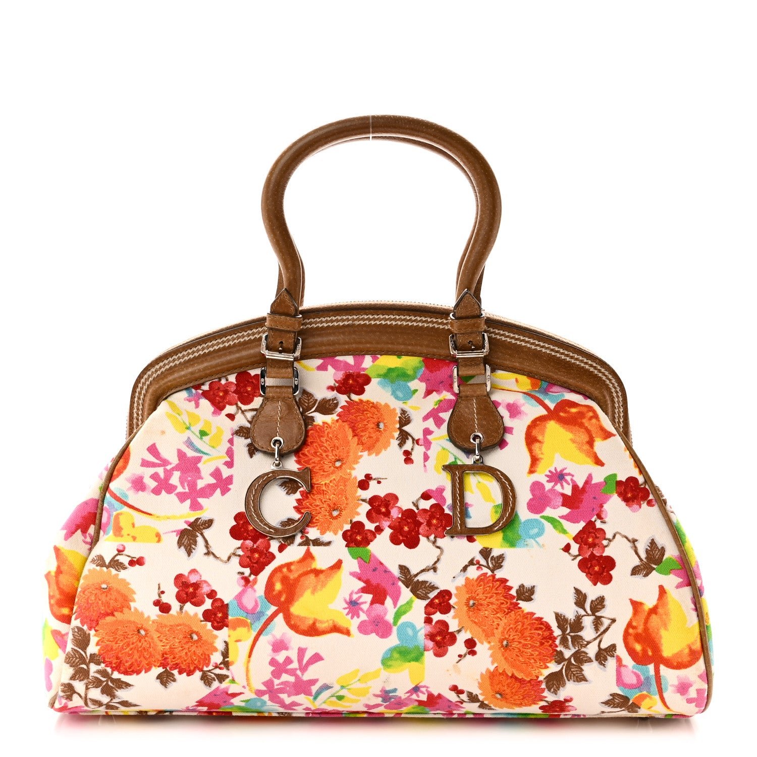 Christian Dior Canvas Floral Frame Satchel