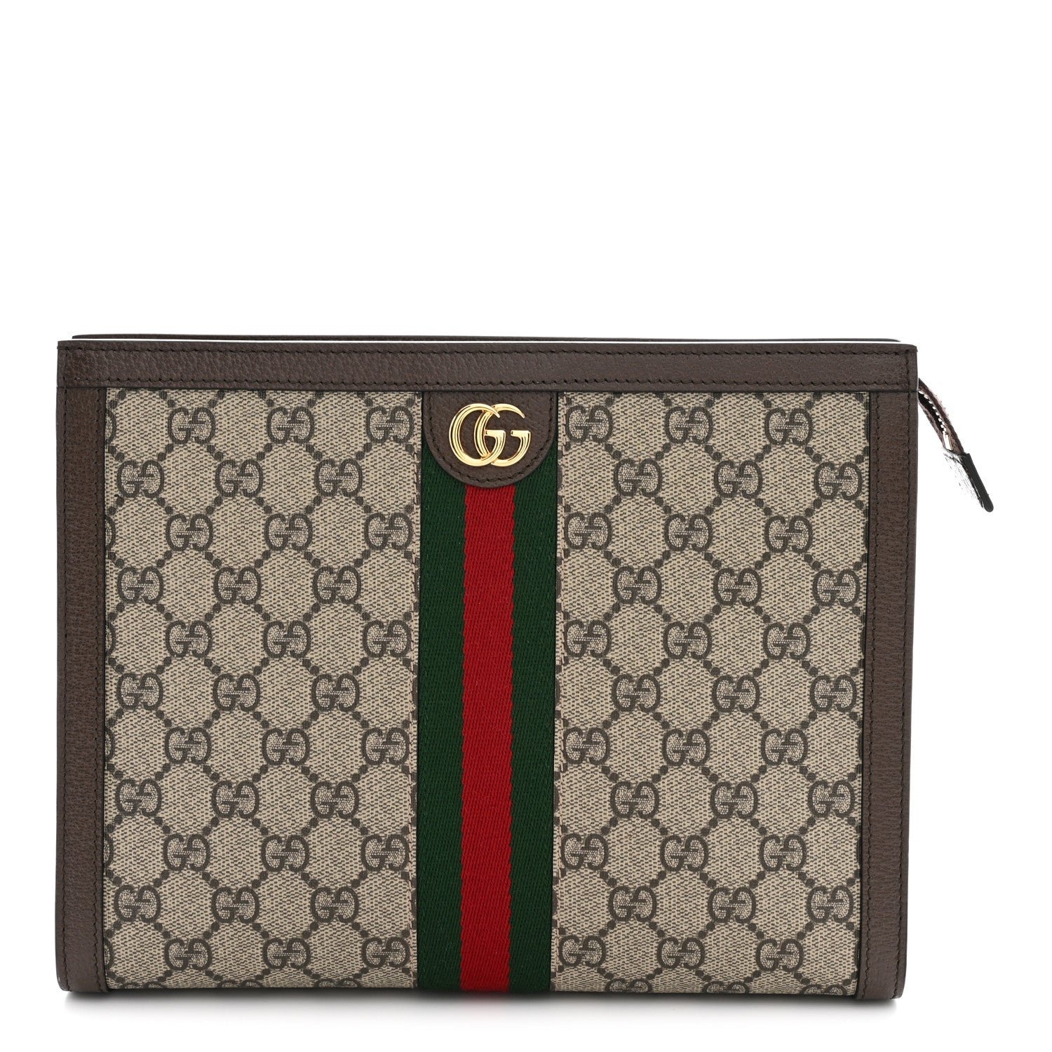 Gucci GG Supreme Monogram Web Ophidia Pouch Brown