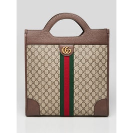 Gucci Beige/Ebony GG Coated Canvas/Leather Ophidia Top Handle Tote Bag