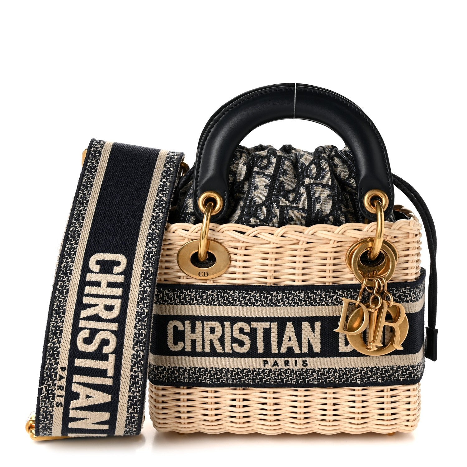 Dior Christian Dior Wicker Oblique Mini Lady Dior Bag Blue