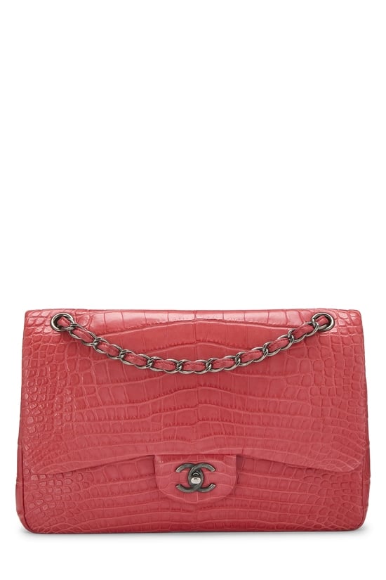 Chanel Red Alligator New Classic Jumbo