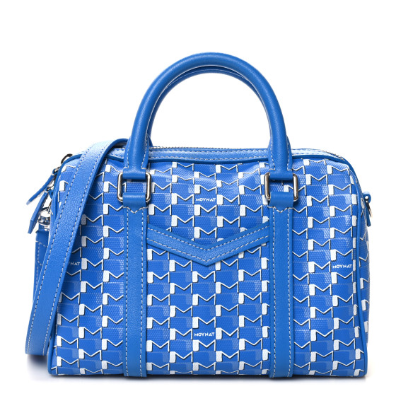 Moynat Grained Calfskin Canvas Crossbody Blue