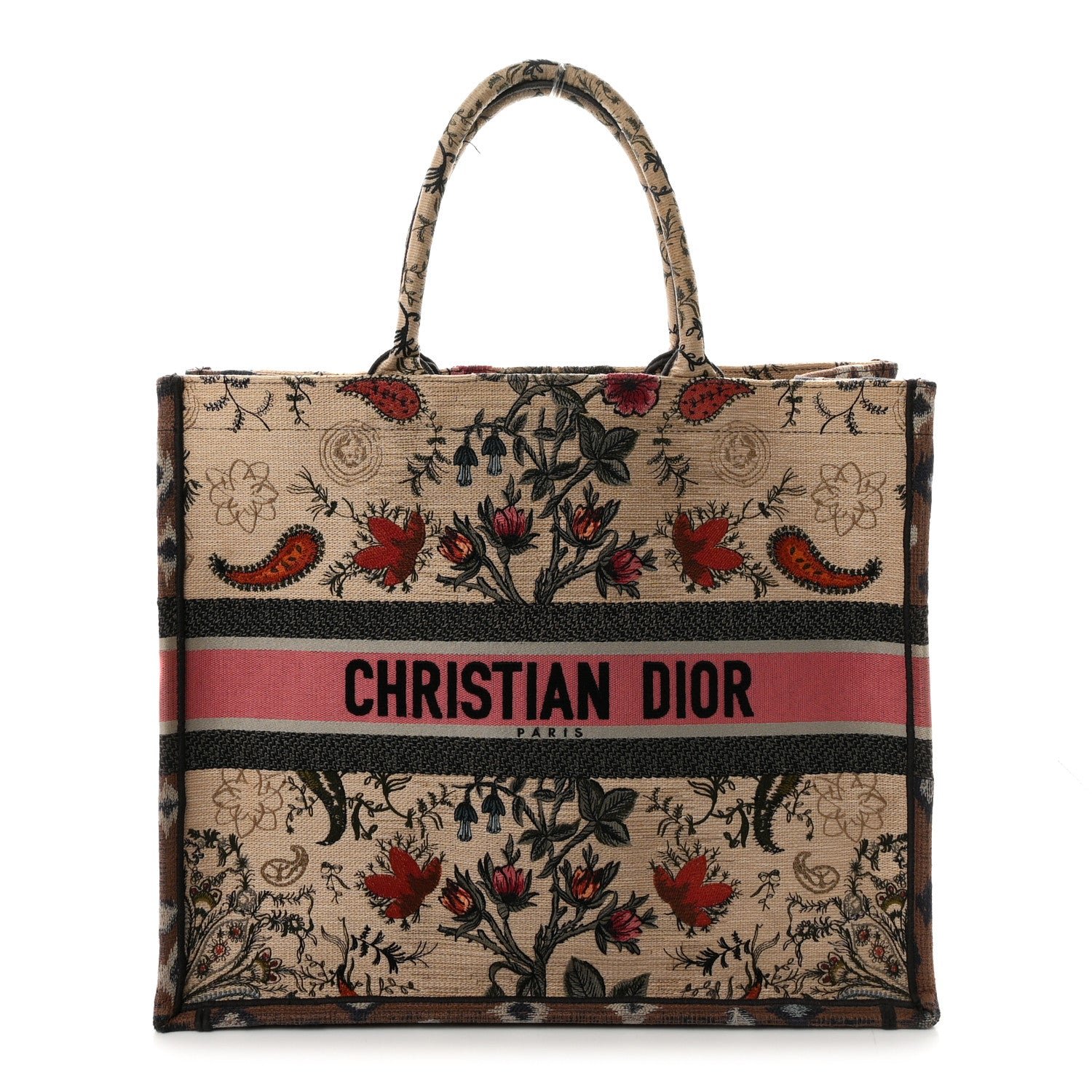 Christian Dior Canvas Embroidered Large Broderie Dior Flowers Book Tote Multicolor