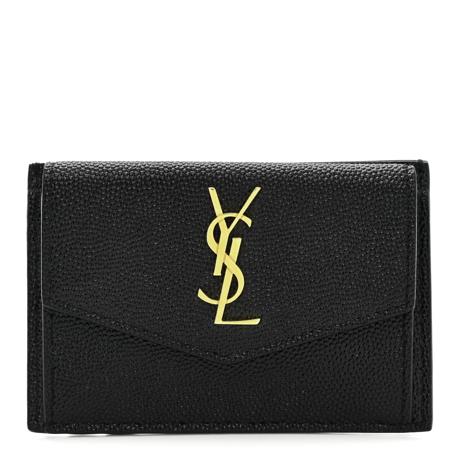 Saint Laurent Grain De Poudre Uptown Monogram Card Case Black