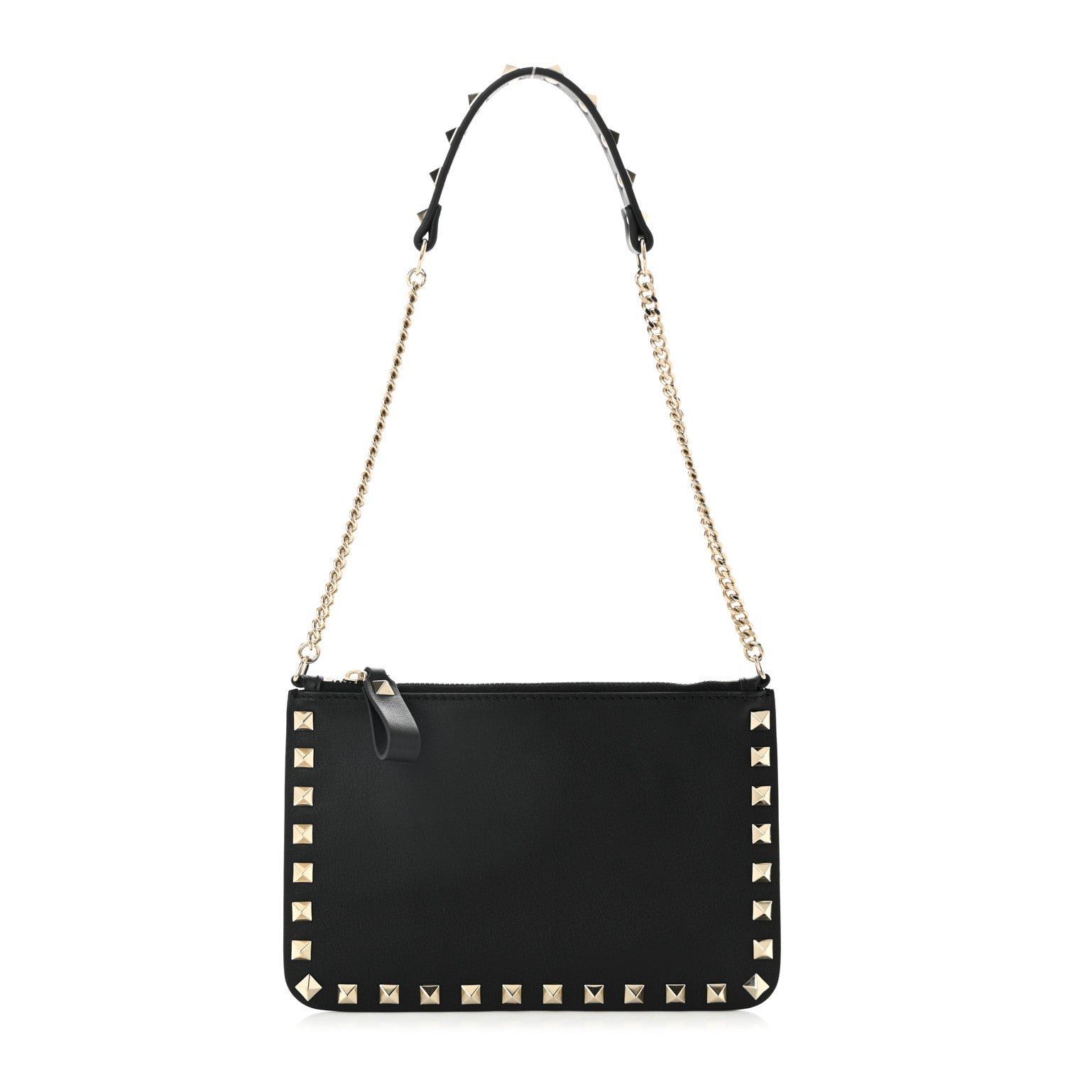 Valentino Garavani Vitello Rockstud Pouch On Chain Black