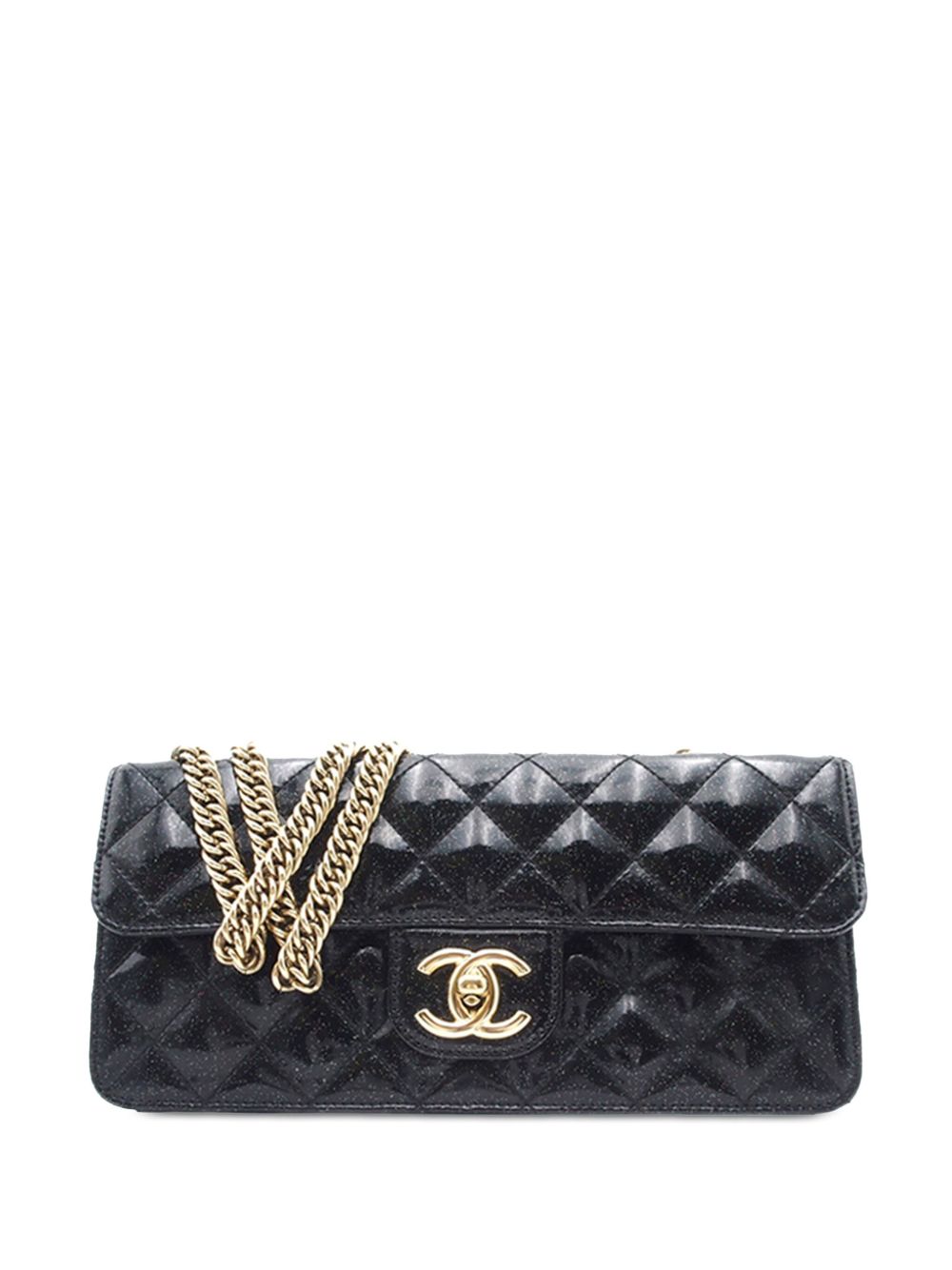 2008-2009 Quilted Patent Glitter Evening Star East West Flap shoulder bag