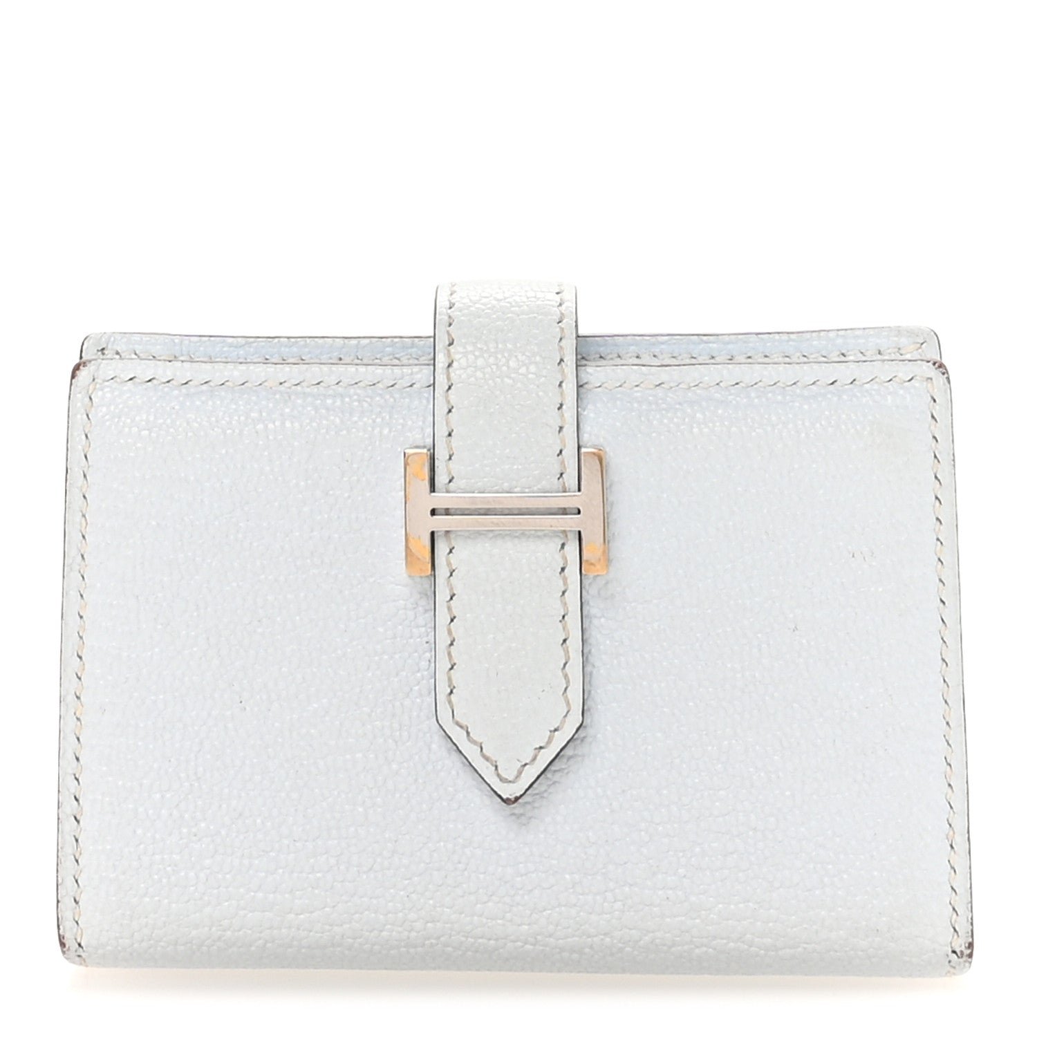 Hermes Hermes Chevre Mysore Mini Bearn Wallet Bleu Brume