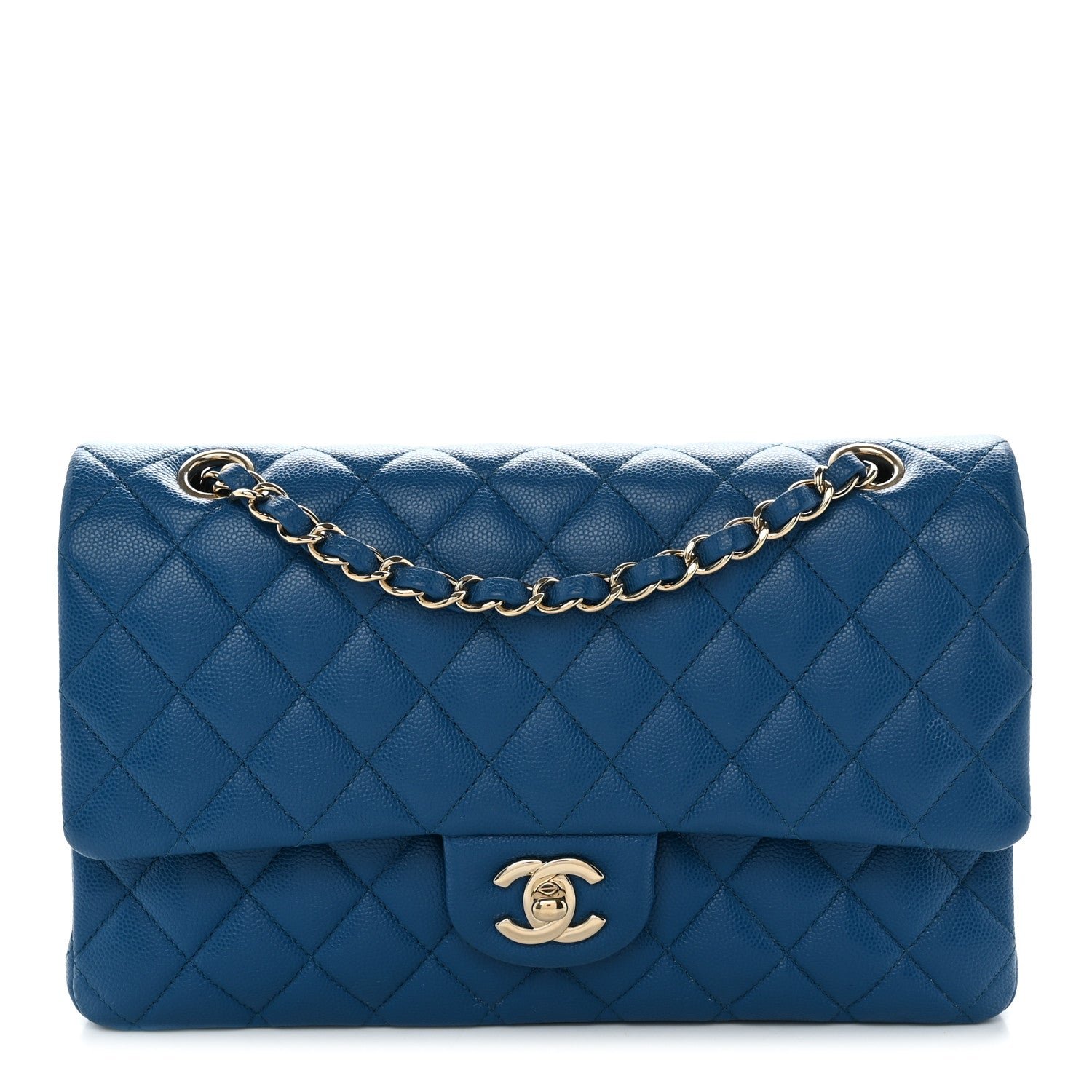 Chanel Caviar Quilted Medium Double Flap Blue