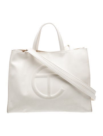 Vegan Leather White Shopping Medium
