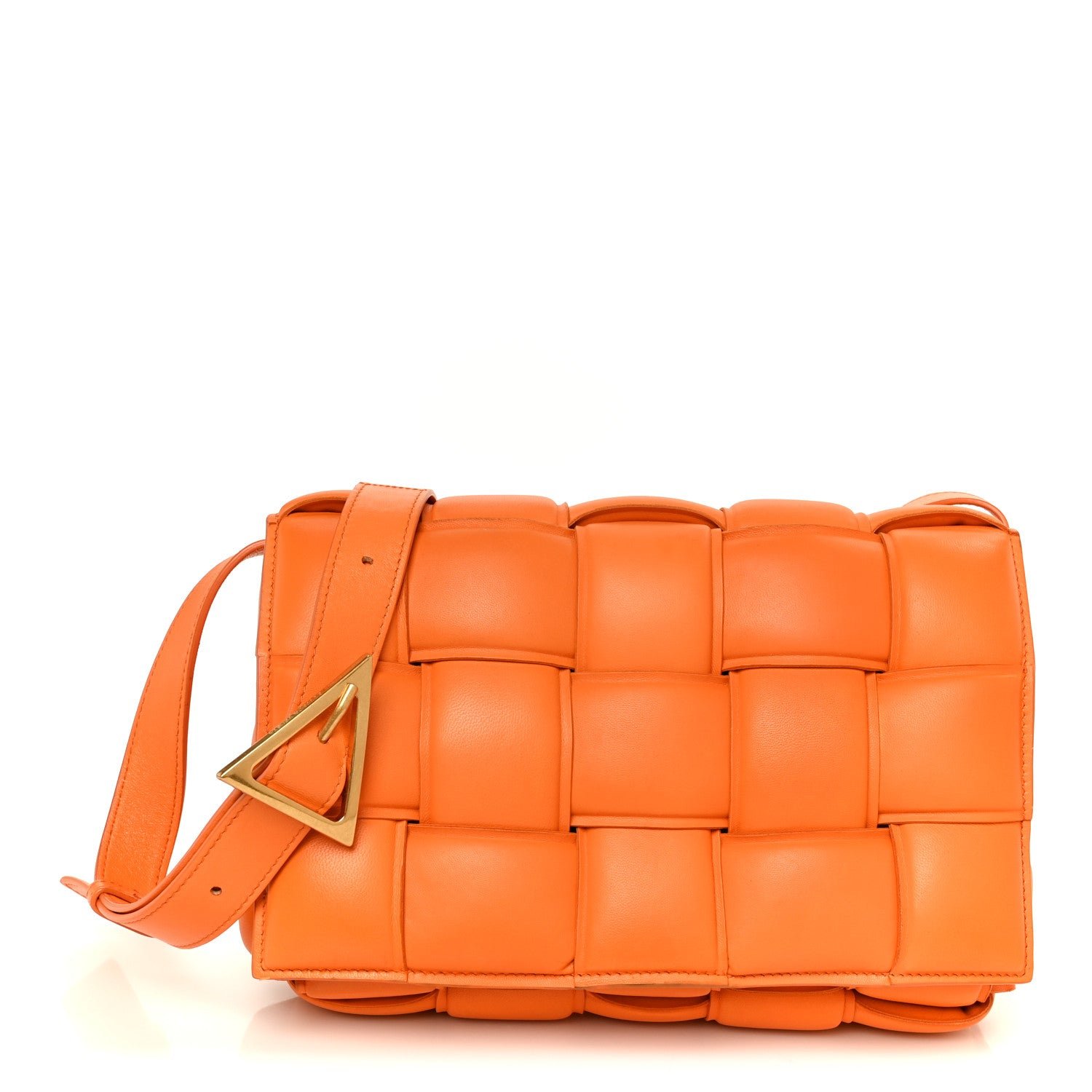 Bottega Veneta Nappa Maxi Intreccio Padded Cassette Crossbody Bag Orange