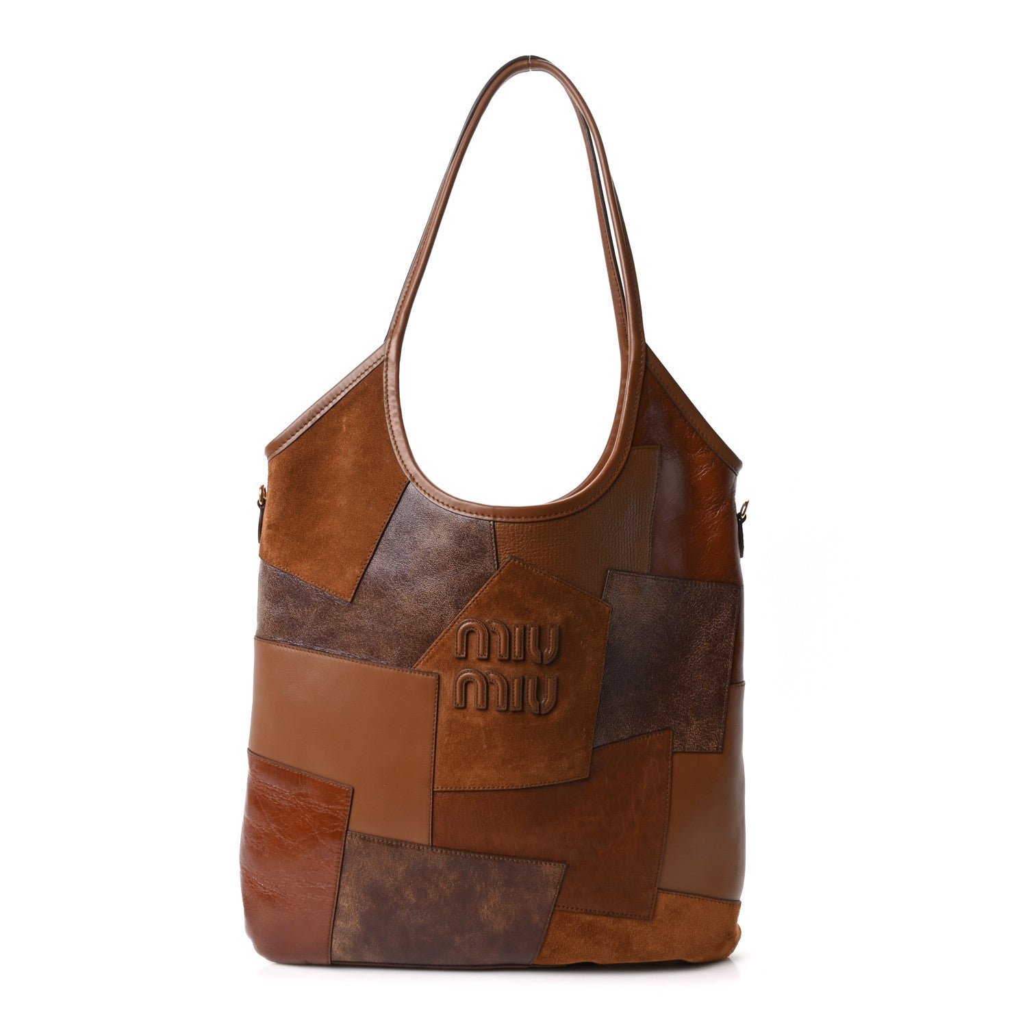 Miu Miu Nappa Patchwork Ivy Bag Cognac