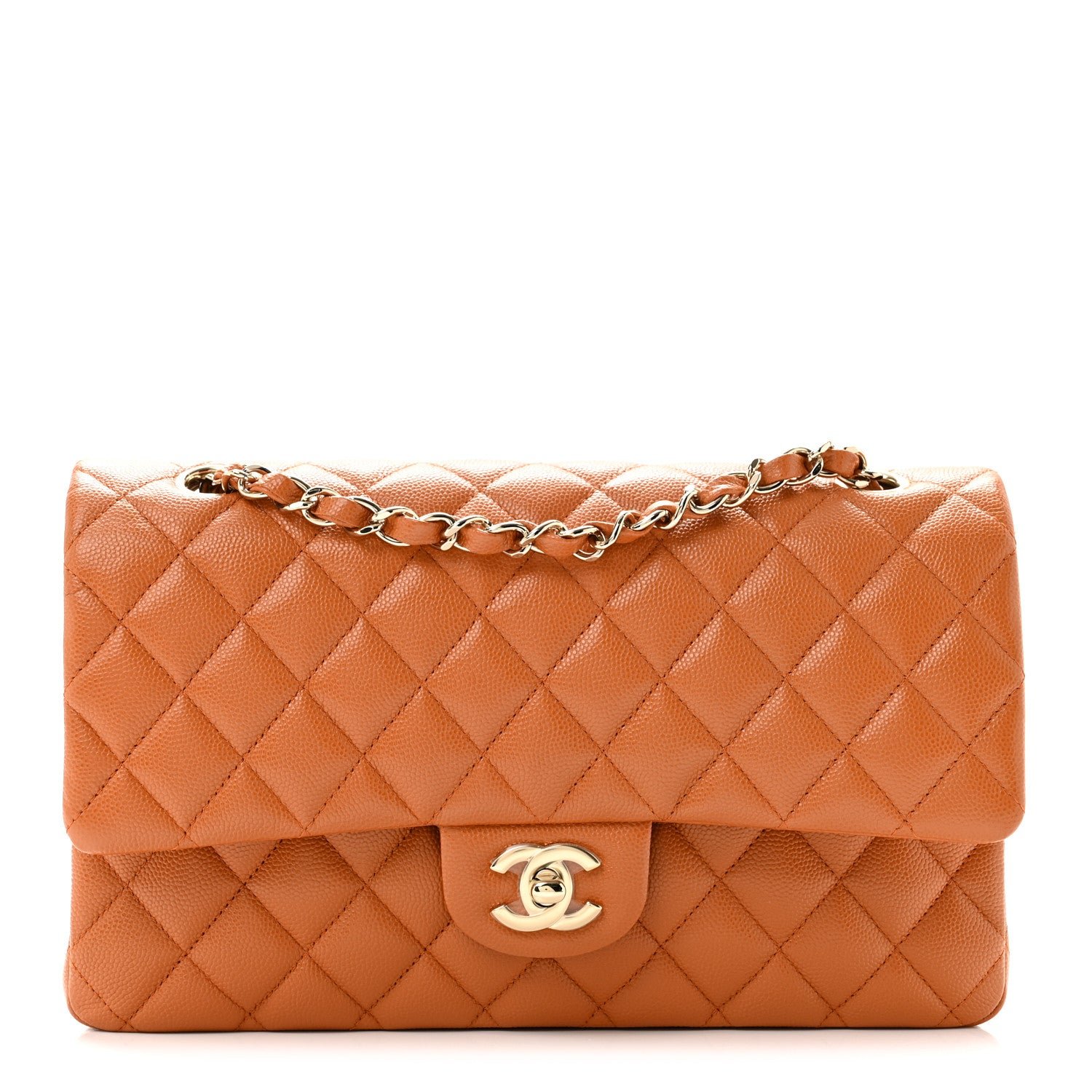Chanel Caviar Quilted Medium Double Flap Light Brown
