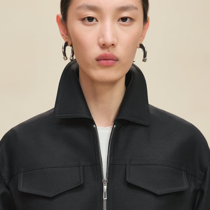 Noir Zipped Denim Jacket