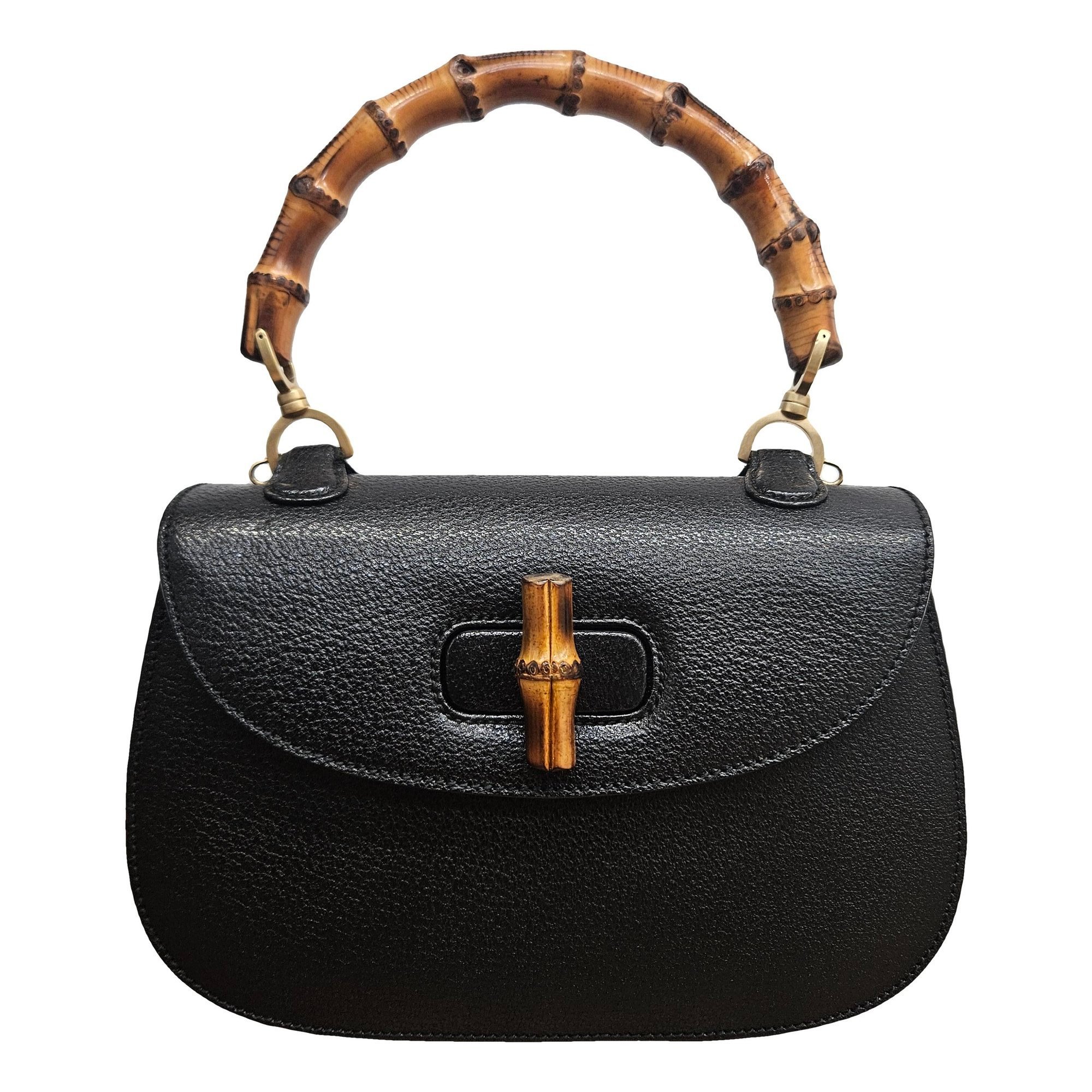 Convertible Bamboo Top Handle leather handbag