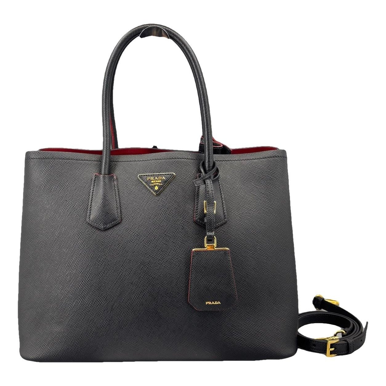 Double leather handbag