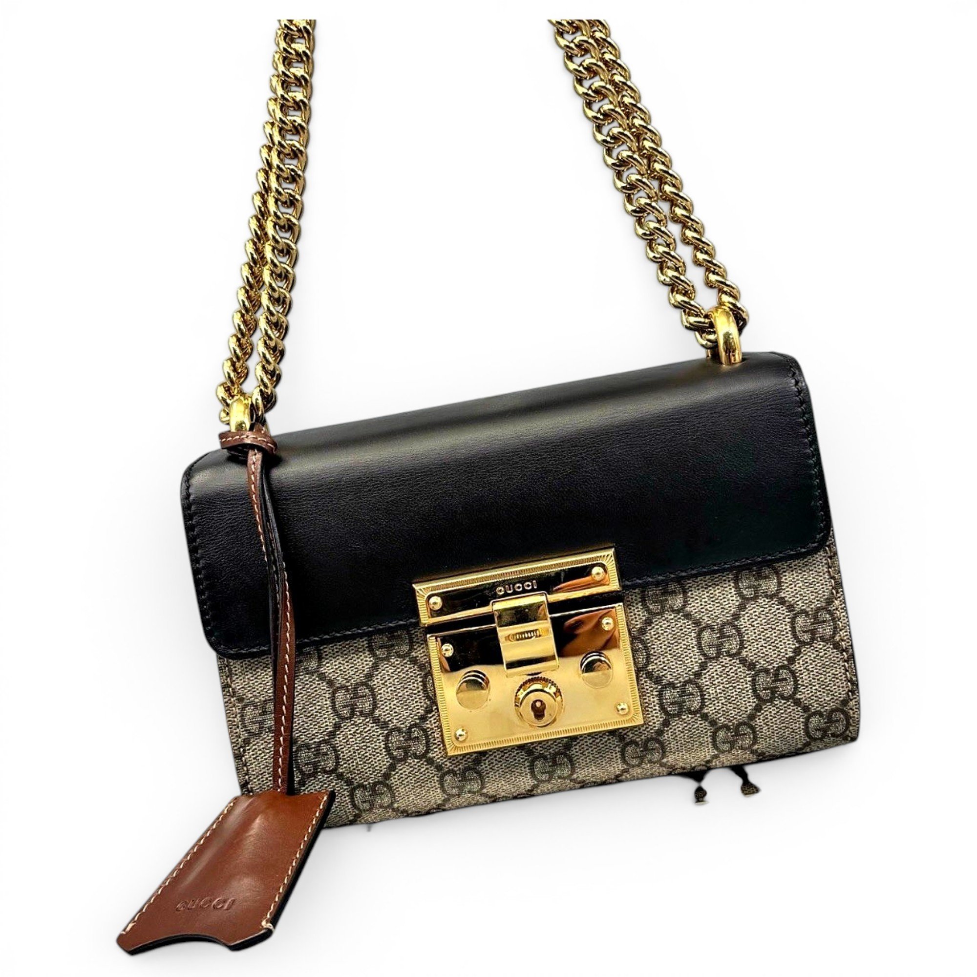 Padlock leather handbag
