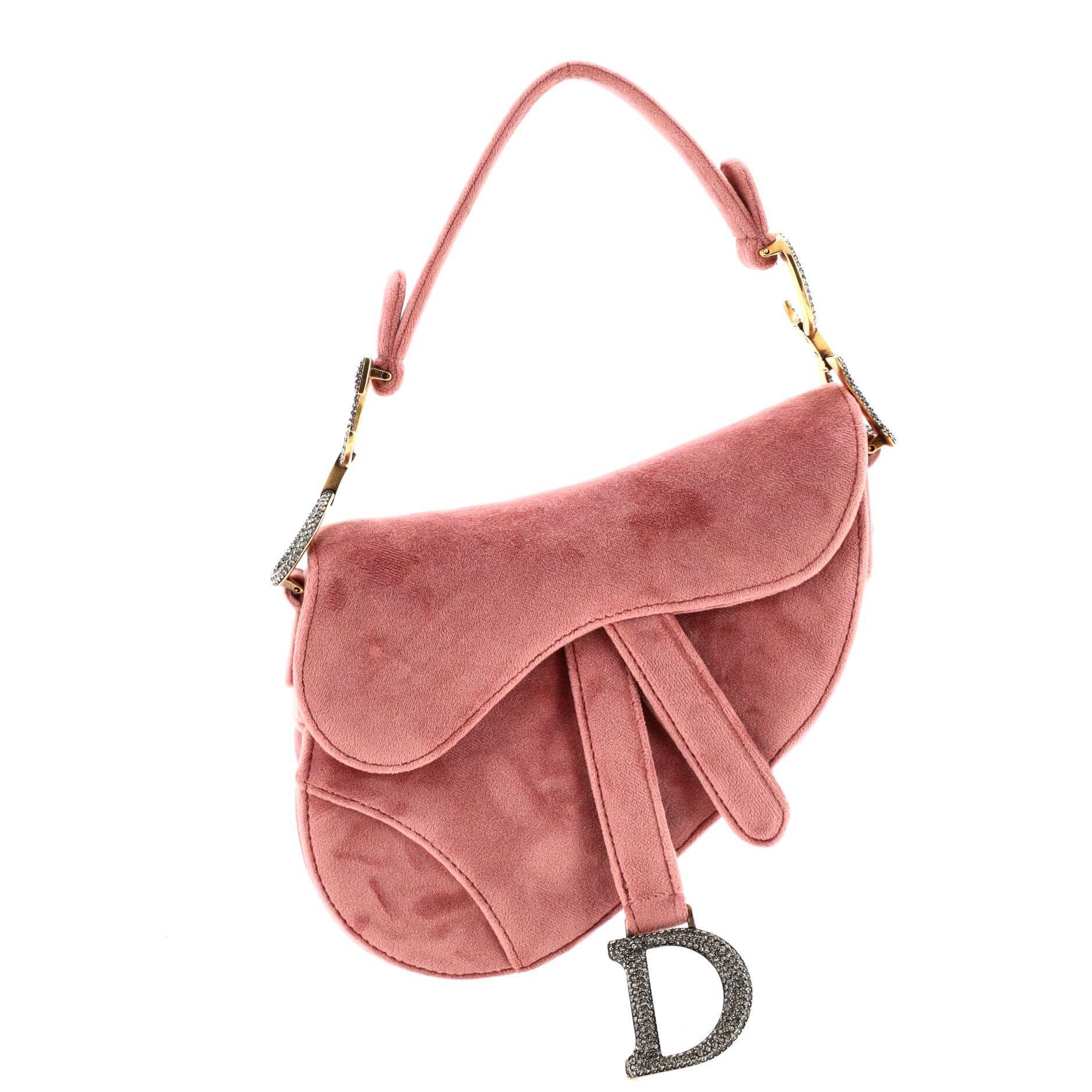 Dior Saddle Handbag Velvet with Crystals Mini