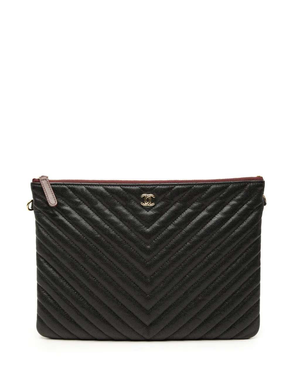 2018-2019 Medium CC Chevron Caviar O Case clutch bag